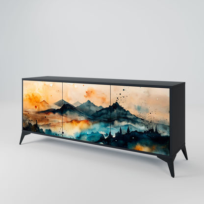 Credenza a 3 ante OMINOUS MOUNTAINS in finitura nera