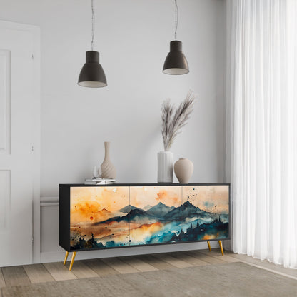Credenza a 3 ante OMINOUS MOUNTAINS in finitura nera