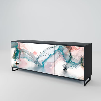 Credenza VELVET CROSSING a 3 ante in finitura nera
