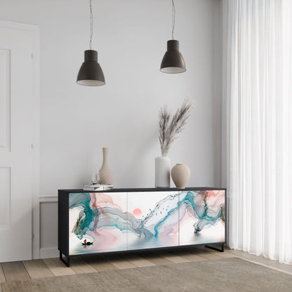 Credenza VELVET CROSSING a 3 ante in finitura nera