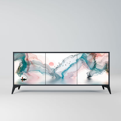 Credenza VELVET CROSSING a 3 ante in finitura nera