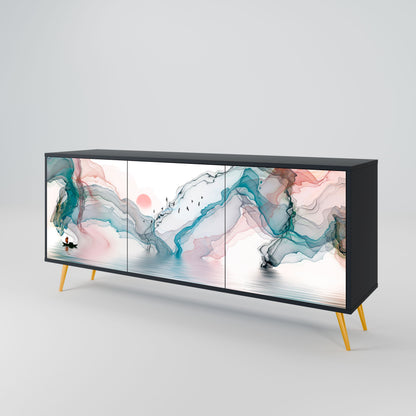 Credenza VELVET CROSSING a 3 ante in finitura nera