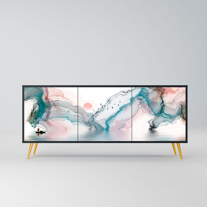 Credenza VELVET CROSSING a 3 ante in finitura nera