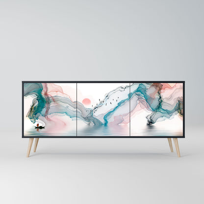 Credenza VELVET CROSSING a 3 ante in finitura nera