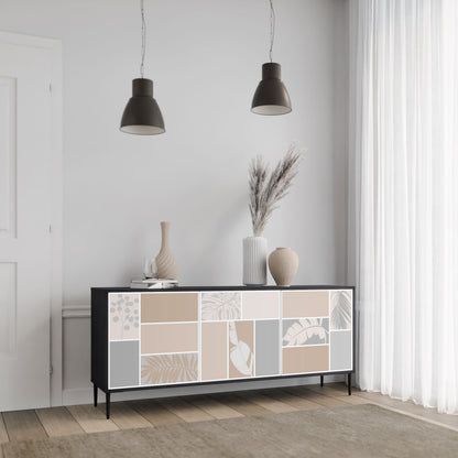 TROPICAL SHAPES 3-Door Sideboard in Black Finish