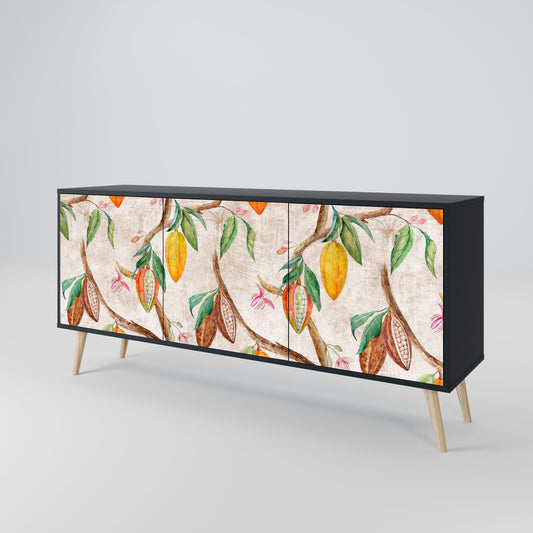 Credenza a 3 ante COCOA FRUITS in finitura nera