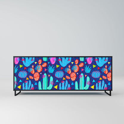 Credenza a 3 ante CACTUS VIBES in finitura nera