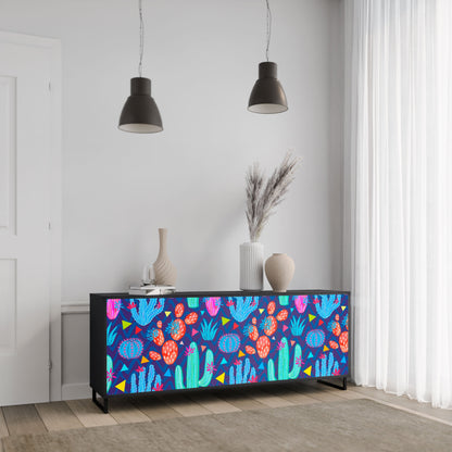 Credenza a 3 ante CACTUS VIBES in finitura nera