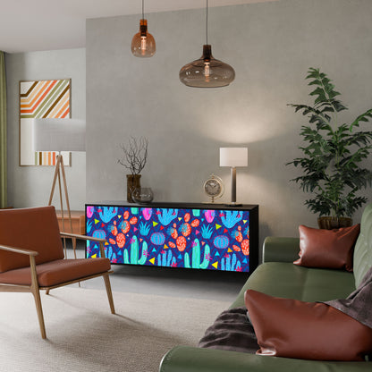 Credenza a 3 ante CACTUS VIBES in finitura nera
