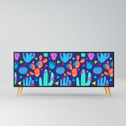 Credenza a 3 ante CACTUS VIBES in finitura nera