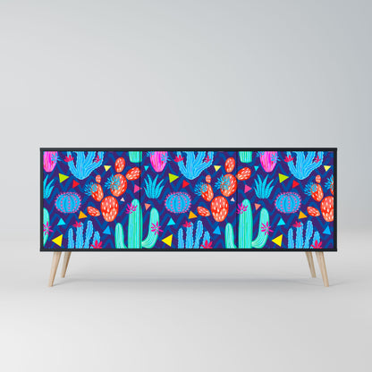 Credenza a 3 ante CACTUS VIBES in finitura nera