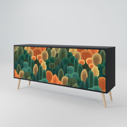 Credenza AUTUMN KALEIDOSCOPE a 3 ante in finitura nera