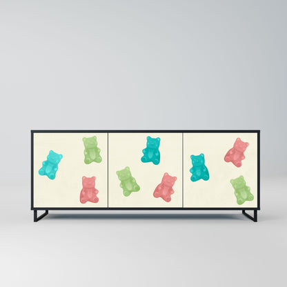 Credenza GUMMY BEARS a 3 ante in finitura nera