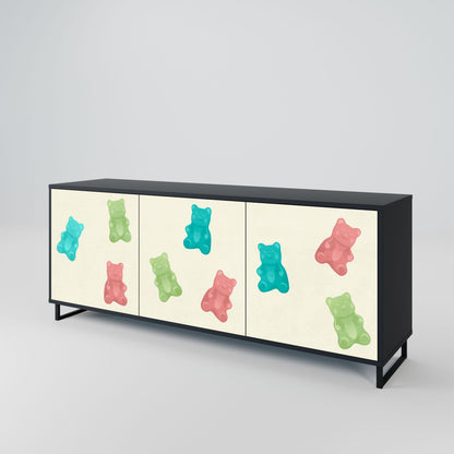 Credenza GUMMY BEARS a 3 ante in finitura nera