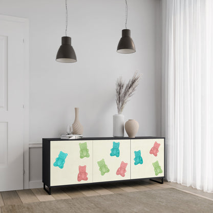 Credenza GUMMY BEARS a 3 ante in finitura nera