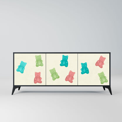Credenza GUMMY BEARS a 3 ante in finitura nera