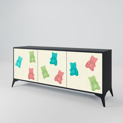 Credenza GUMMY BEARS a 3 ante in finitura nera