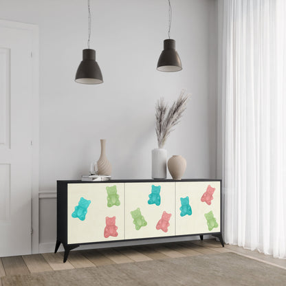 Credenza GUMMY BEARS a 3 ante in finitura nera