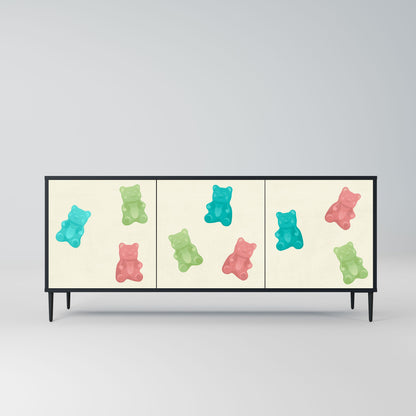 Credenza GUMMY BEARS a 3 ante in finitura nera