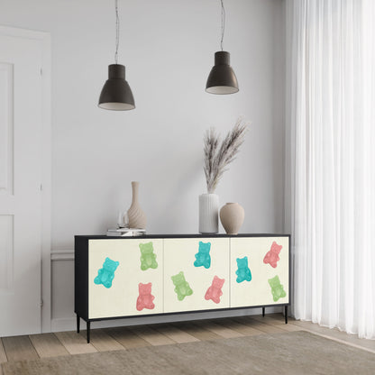 Credenza GUMMY BEARS a 3 ante in finitura nera