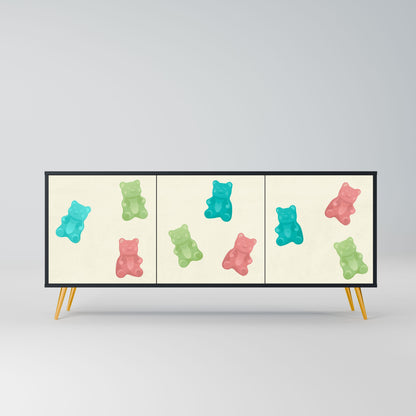 Credenza GUMMY BEARS a 3 ante in finitura nera