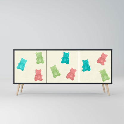 Credenza GUMMY BEARS a 3 ante in finitura nera