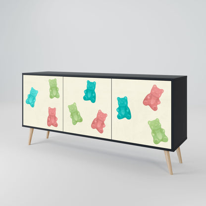 Credenza GUMMY BEARS a 3 ante in finitura nera