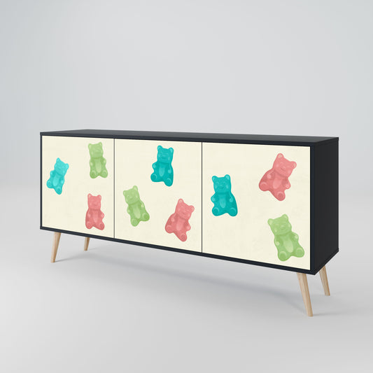 Credenza GUMMY BEARS a 3 ante in finitura nera