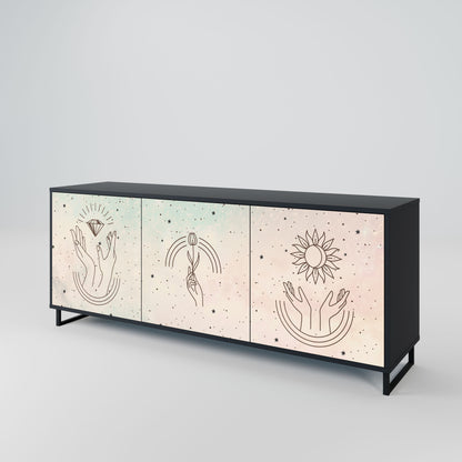Credenza DELICATE BEAUTY a 3 ante in finitura nera