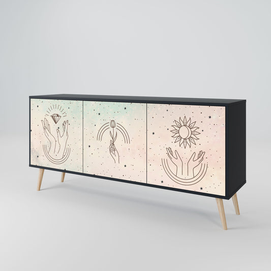 Credenza DELICATE BEAUTY a 3 ante in finitura nera