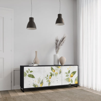 ELEGANT BOTANICS 3-Door Sideboard in Black Finish
