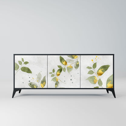 ELEGANT BOTANICS 3-Door Sideboard in Black Finish