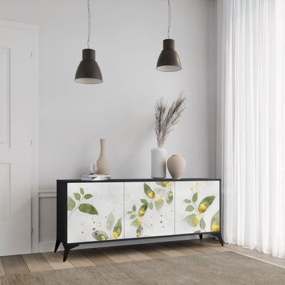 ELEGANT BOTANICS 3-Door Sideboard in Black Finish