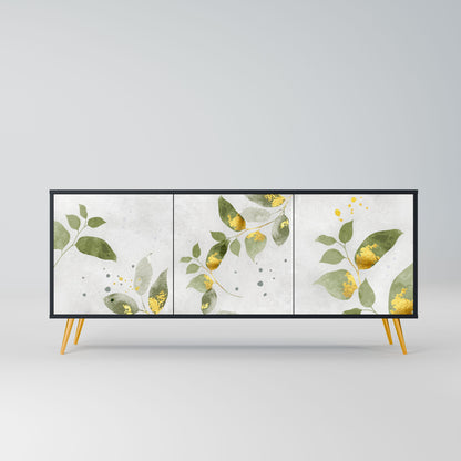 ELEGANT BOTANICS 3-Door Sideboard in Black Finish