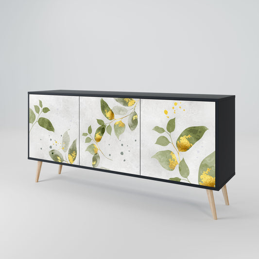 Credenza ELEGANT BOTANICS a 3 ante in finitura nera