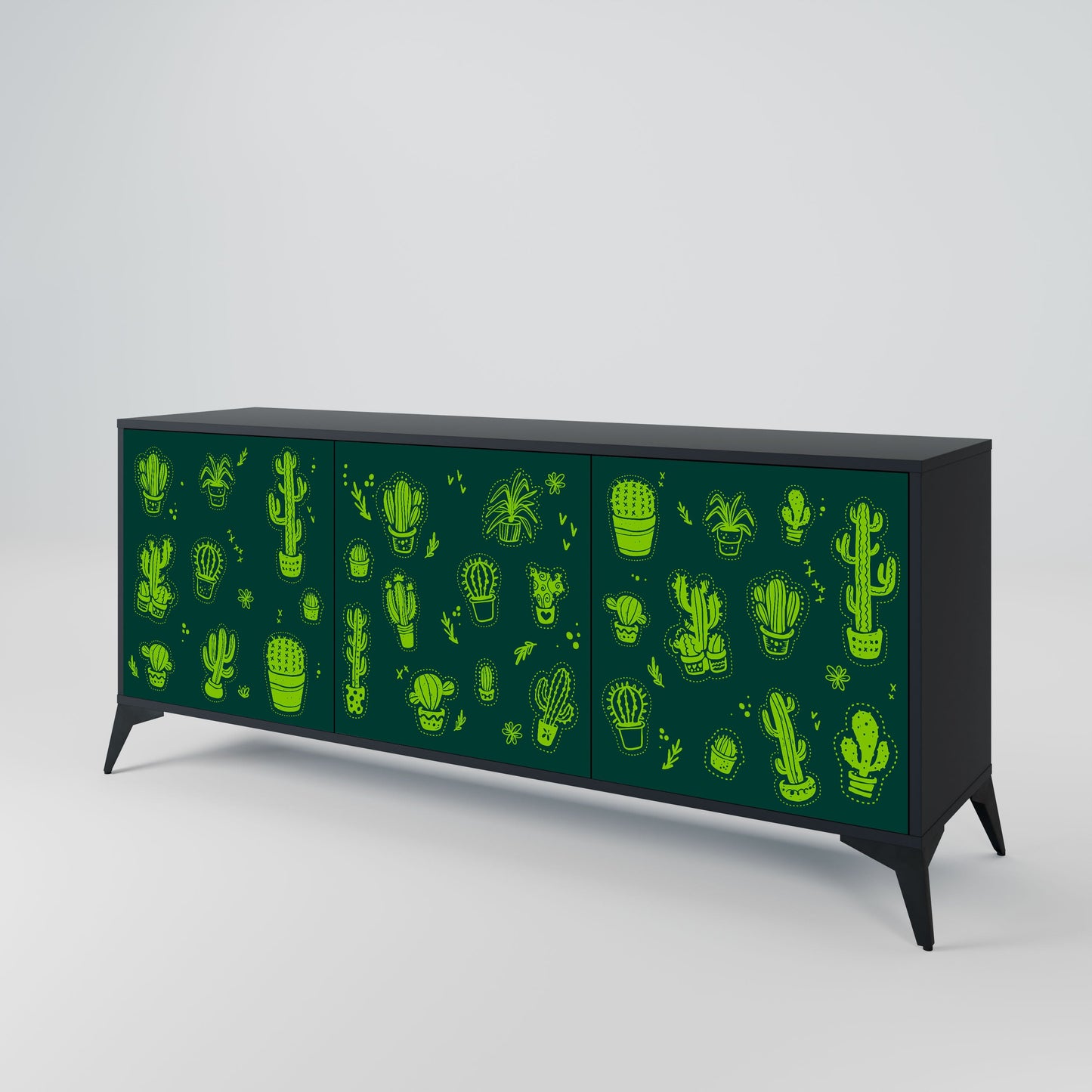 Credenza DESERT GREEN a 3 ante in finitura nera