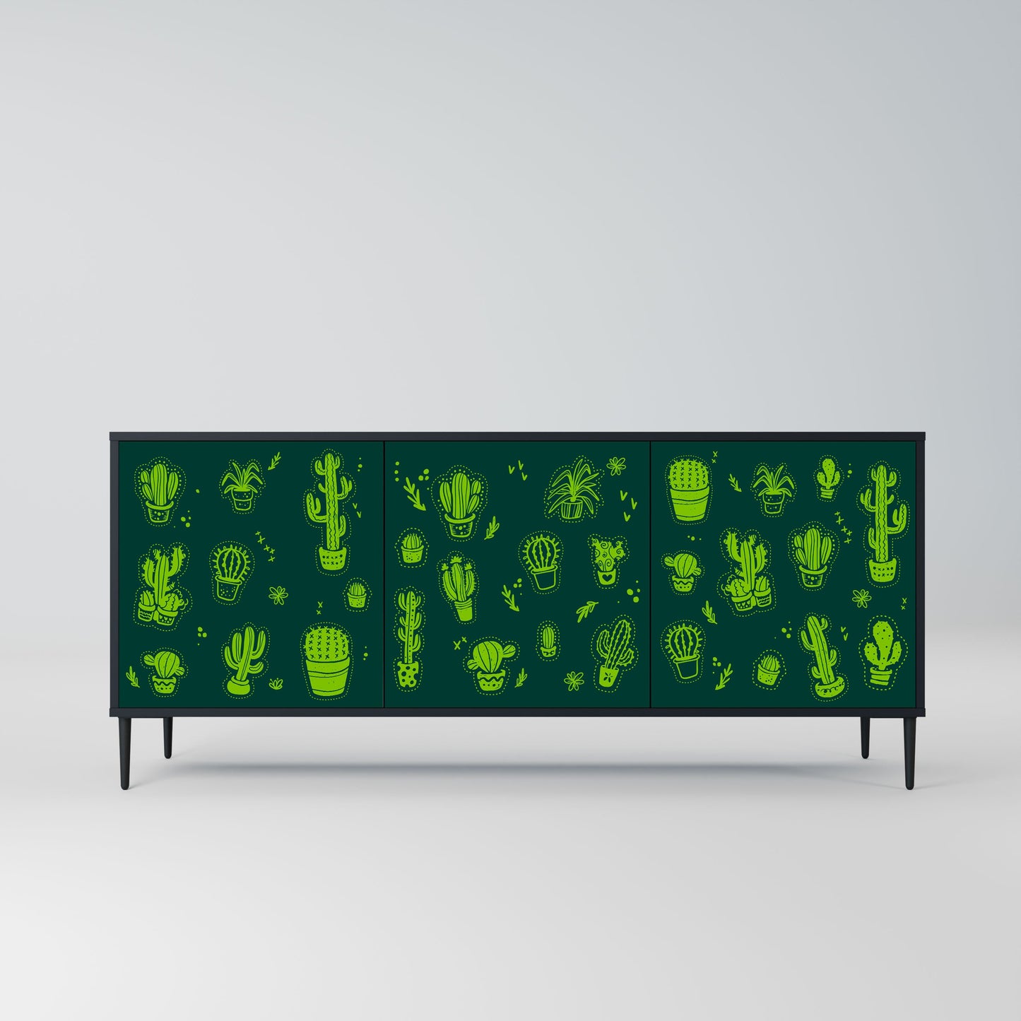 Credenza DESERT GREEN a 3 ante in finitura nera
