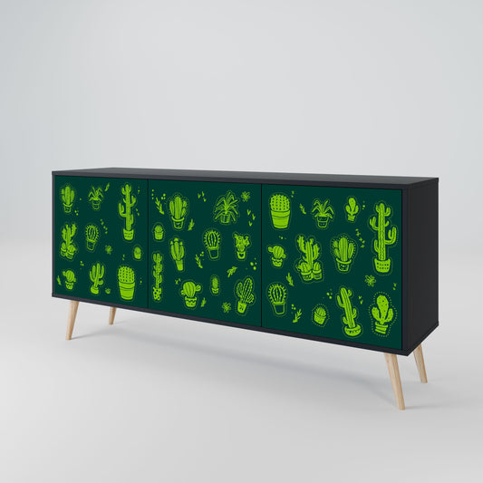 Credenza DESERT GREEN a 3 ante in finitura nera