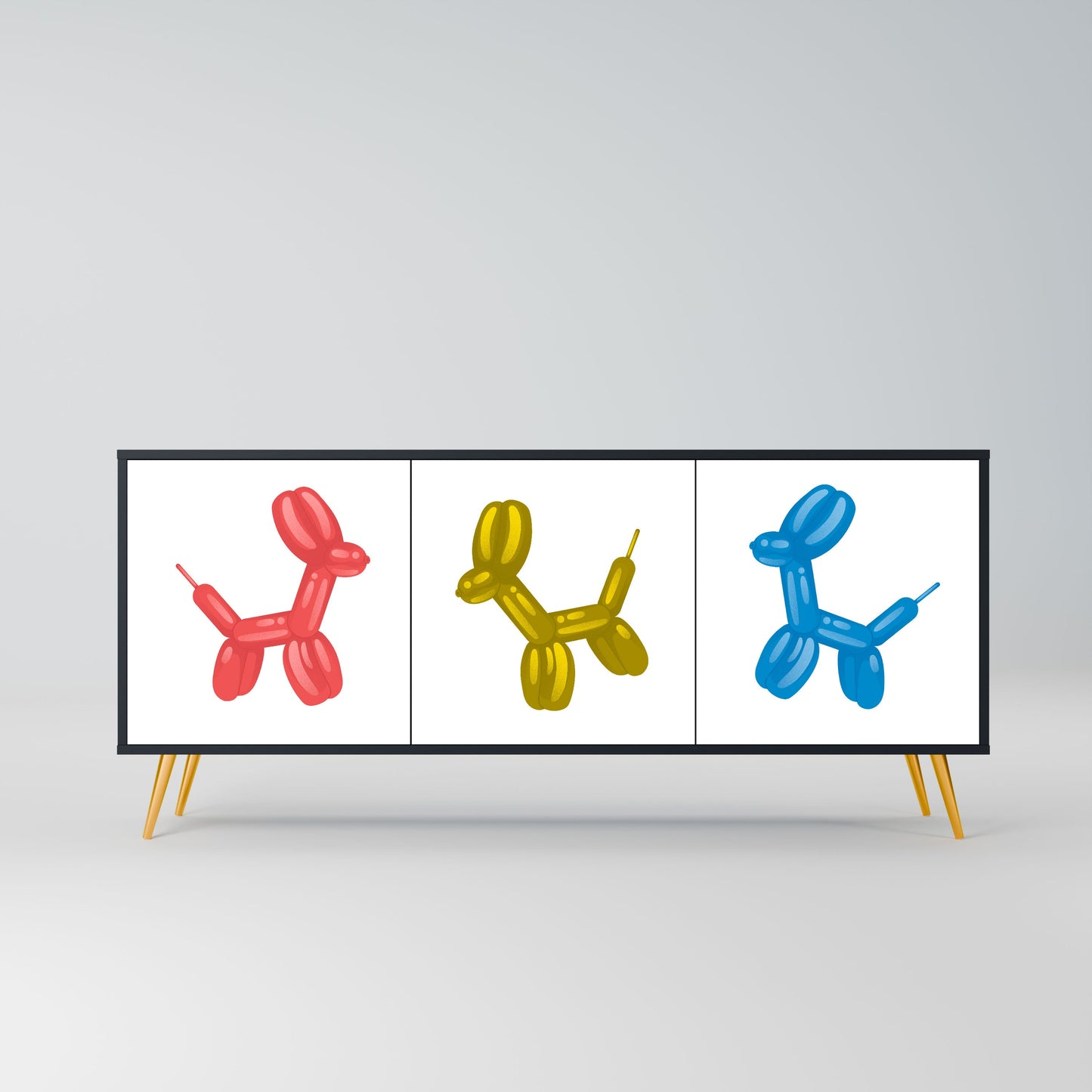 Credenza a 3 ante CHILDHOOD MEMORY in finitura nera