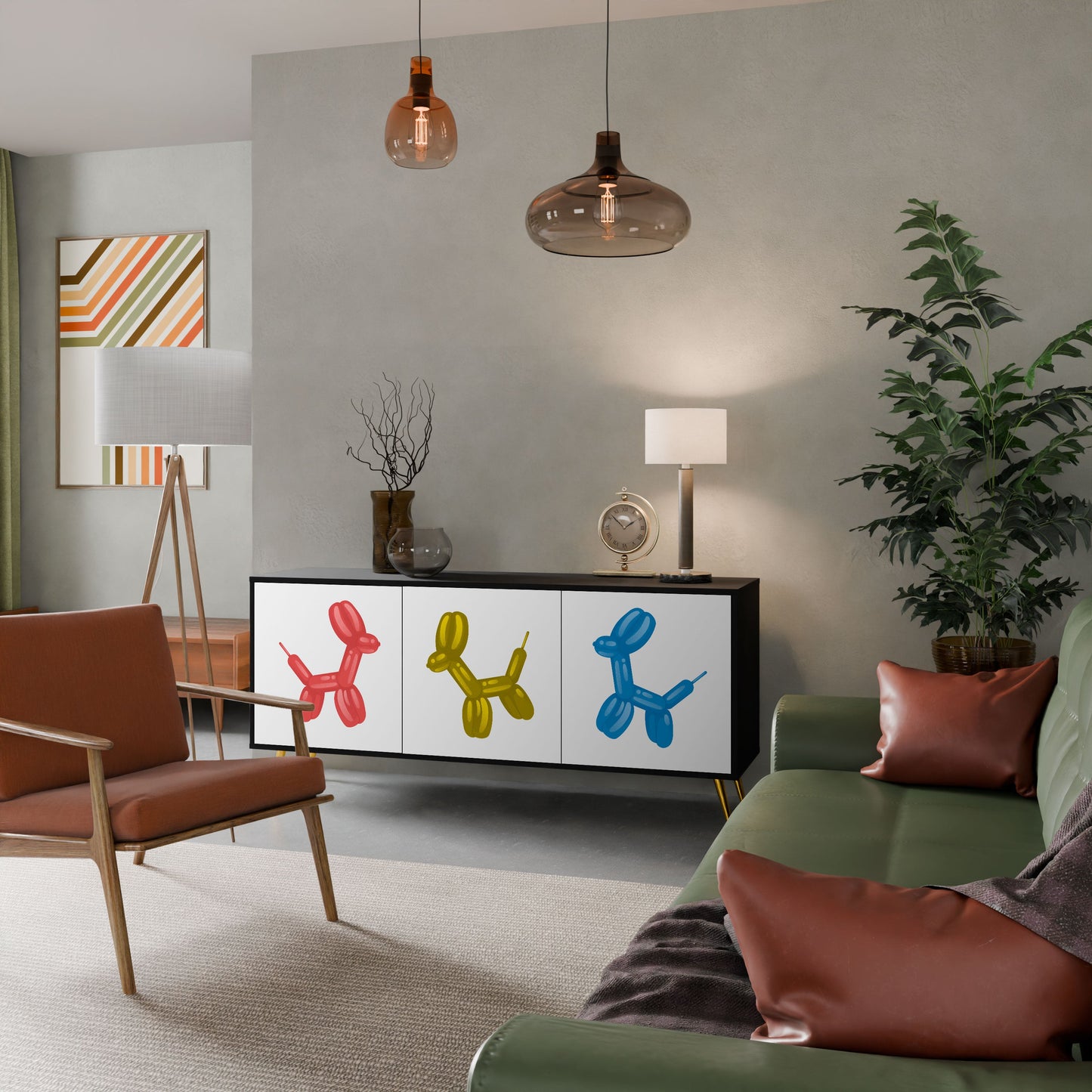 Credenza a 3 ante CHILDHOOD MEMORY in finitura nera