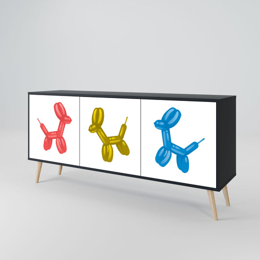 Credenza a 3 ante CHILDHOOD MEMORY in finitura nera
