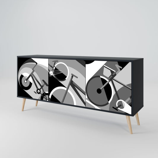 Credenza BIKE ENERGY a 3 ante con finitura nera
