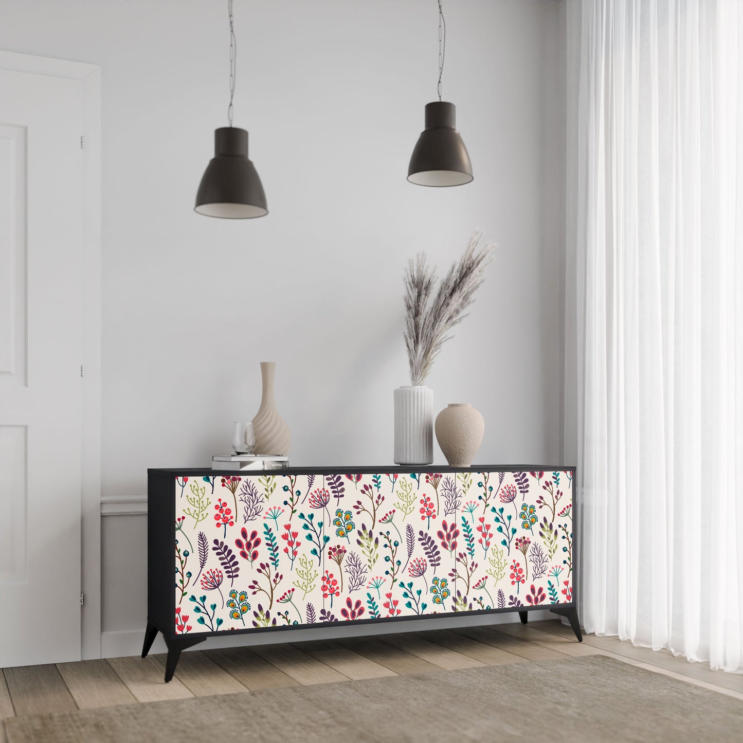 Credenza AUTUMN SUNDRIES a 3 ante in finitura nera