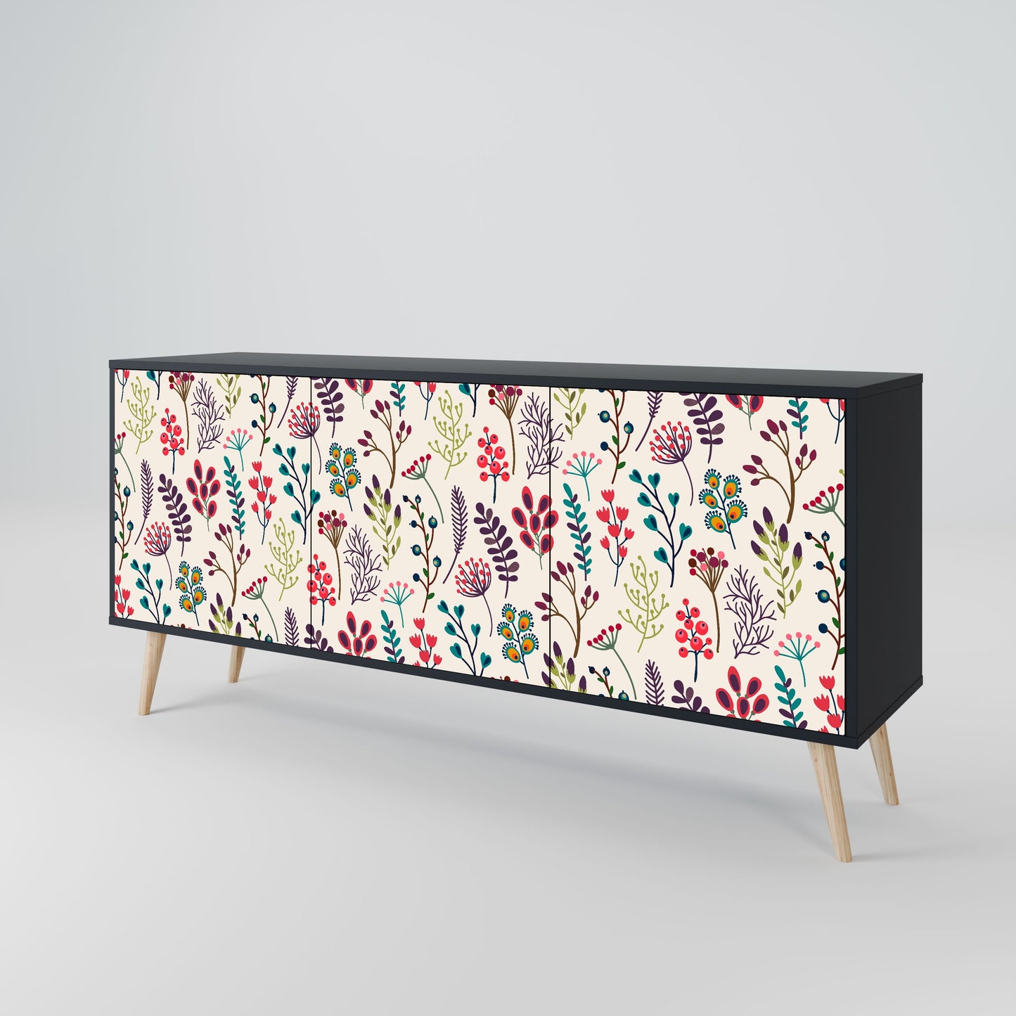 Credenza AUTUMN SUNDRIES a 3 ante in finitura nera