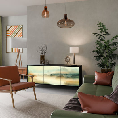 MORNING BY THE LAKE 3-Door Sideboard in Black Finish