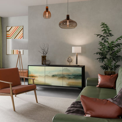 MORNING BY THE LAKE 3-Door Sideboard in Black Finish