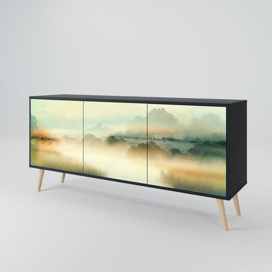 Credenza MORNING BY THE LAKE a 3 ante in finitura nera