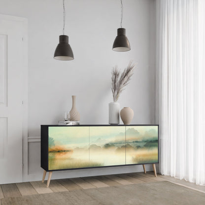 MORNING BY THE LAKE 3-Door Sideboard in Black Finish