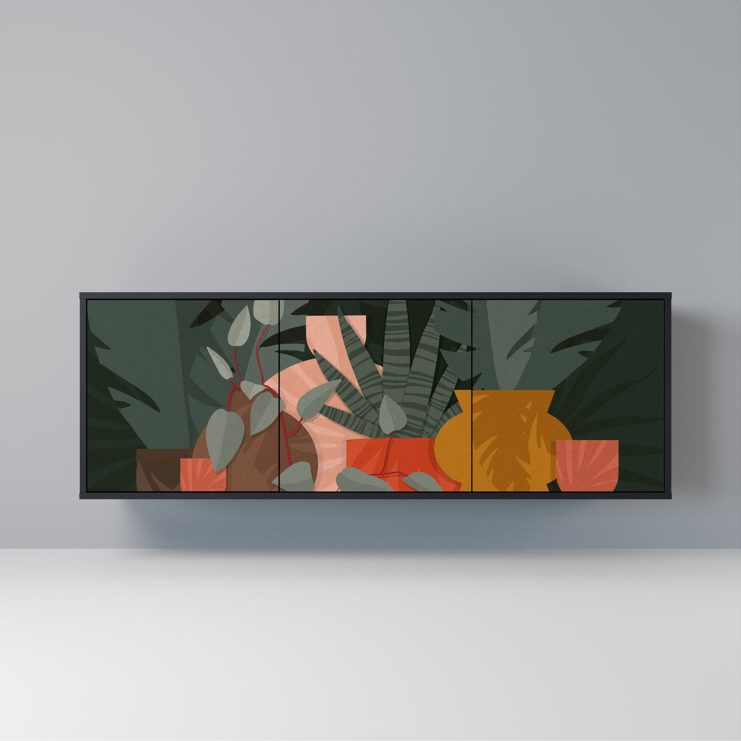 TROPICAL COMPOSITION Madia a 3 Ante in Finitura Nera