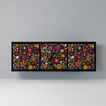 MIDNIGHT GARDEN 3-Door Sideboard in Black Finish